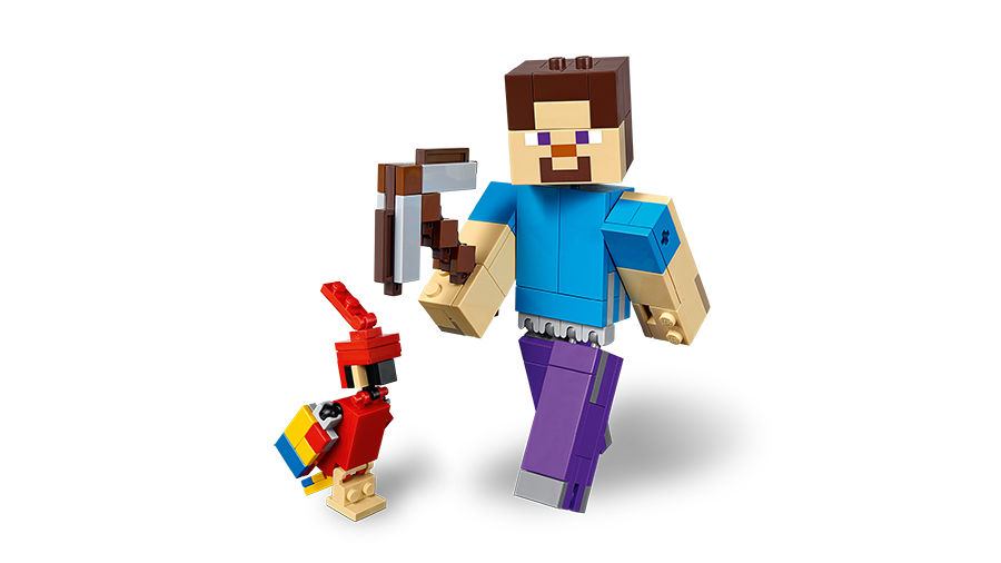 Minecraft Steve Bigfig With Parrot Lego Kinderportal